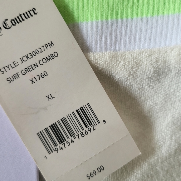 NWT Couture Terry Cloth Surf Green Palm Tree Piping Shorts sz-Xl - Picture 6 of 6